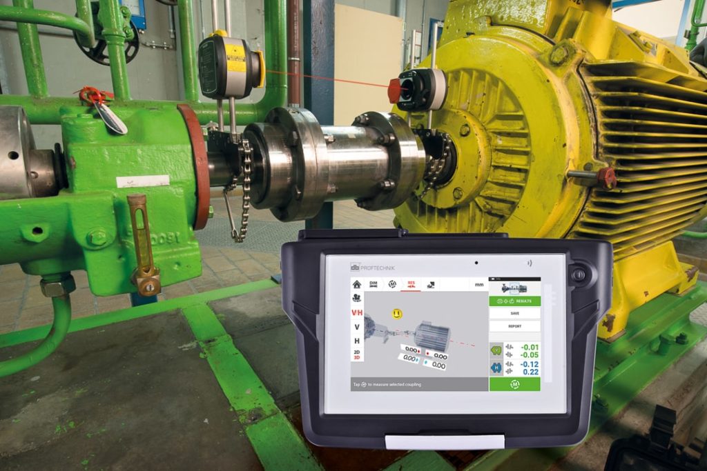 OptAlign Touch being used to perform shaft alignment